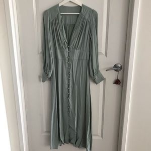 Minty blue/green button-up dress vintage vibe